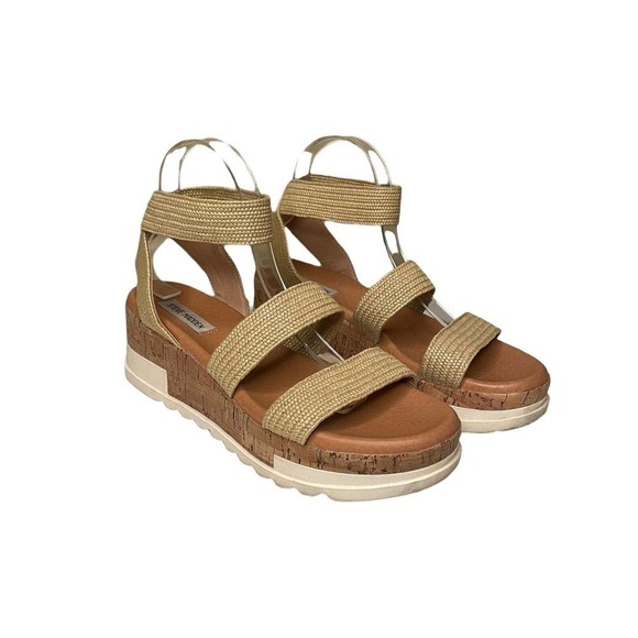 Steve Madden Bandi Platform Wedge Comfort Sandal Women's Size 9.5 Tan 23431 - Picture 9 of 9